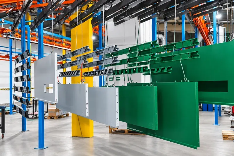 Industrial spray finishing process for manufactured door components